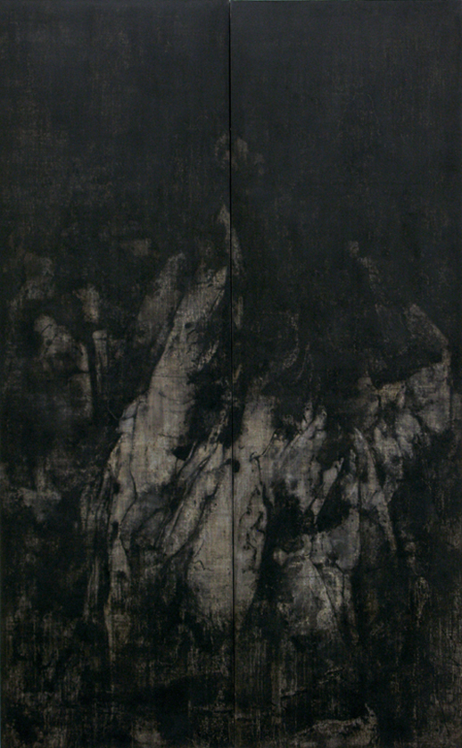 Cao Jigang 'Silence and Meditation' (2011) tempera on canvas, 126 x 39 in.